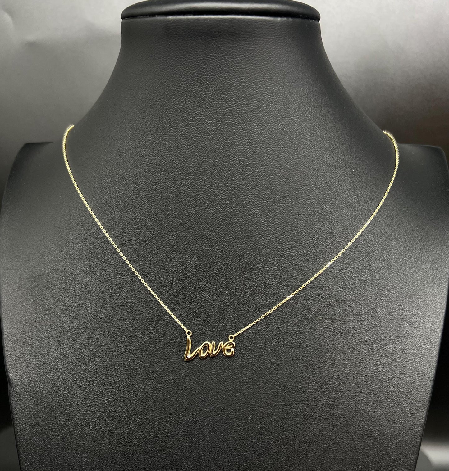 14k Real Solid Gold Love Necklace – Dainty Gold Chain for Women, Minimalist Jewelry Gift for Birthday or Valentine’s Day, Love Pendant Chain