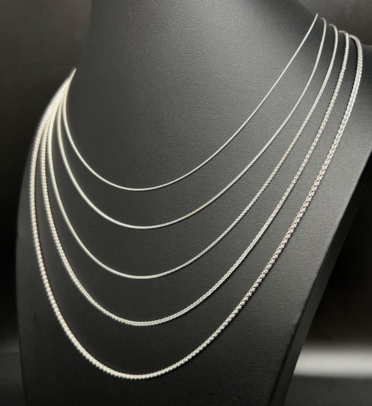 14K SOLID White Gold  Wheat Chain Necklace, 14k Solid Gold 0.9mm - 2.1mm Wheat Chain ,14k Men and Women Wheat Chain, 14k Solid Gold Necklace