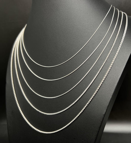 14K SOLID White Gold Wheat Chain Necklace, 14k Solid Gold 0.9mm - 2.1mm Wheat Chain ,14k Men and Women Wheat Chain, 14k Solid Gold Necklace