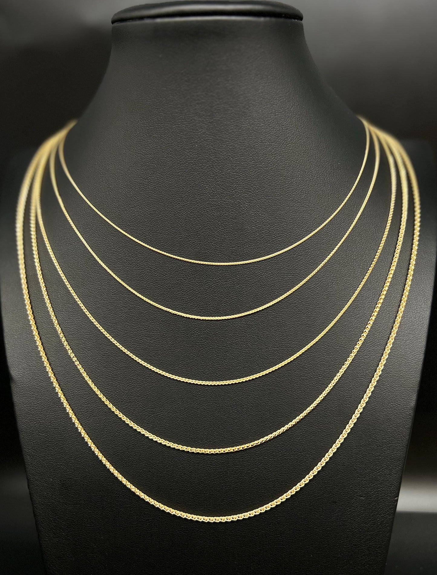 14K SOLID Yellow Gold Wheat Chain Necklace, 14k Solid Gold 0.9mm - 2.1mm Wheat Chain ,14k Men and Women Wheat Chain, 14k Solid Gold Necklace