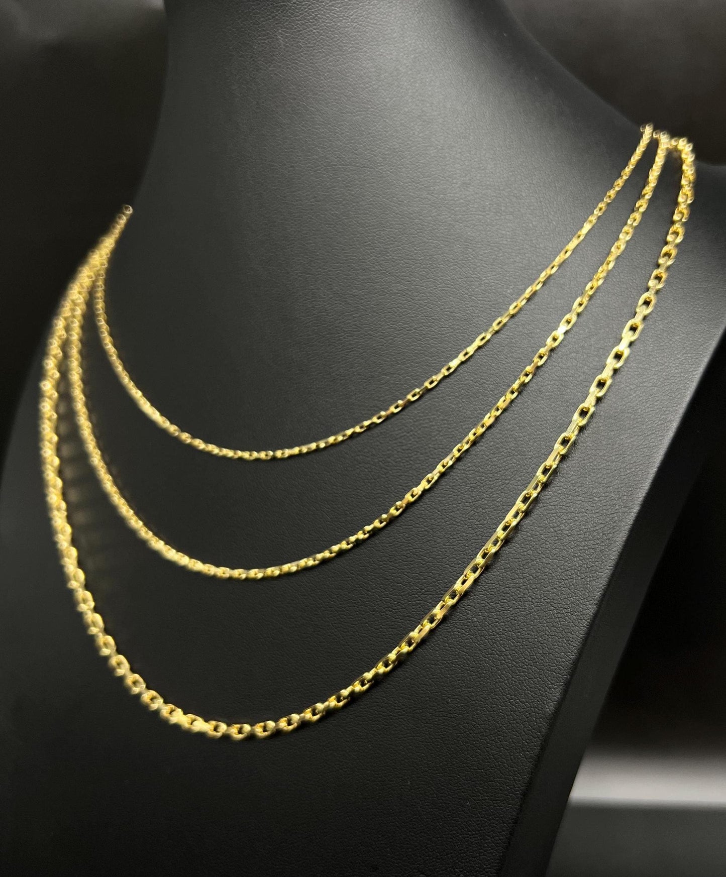 10k SOLID Gold  Cable Chain, 1.3mm-2.6mm Women Necklace, 10k  Cable Chain,  10k Yellow Gold Box Chain, 10k Square Cable Chain