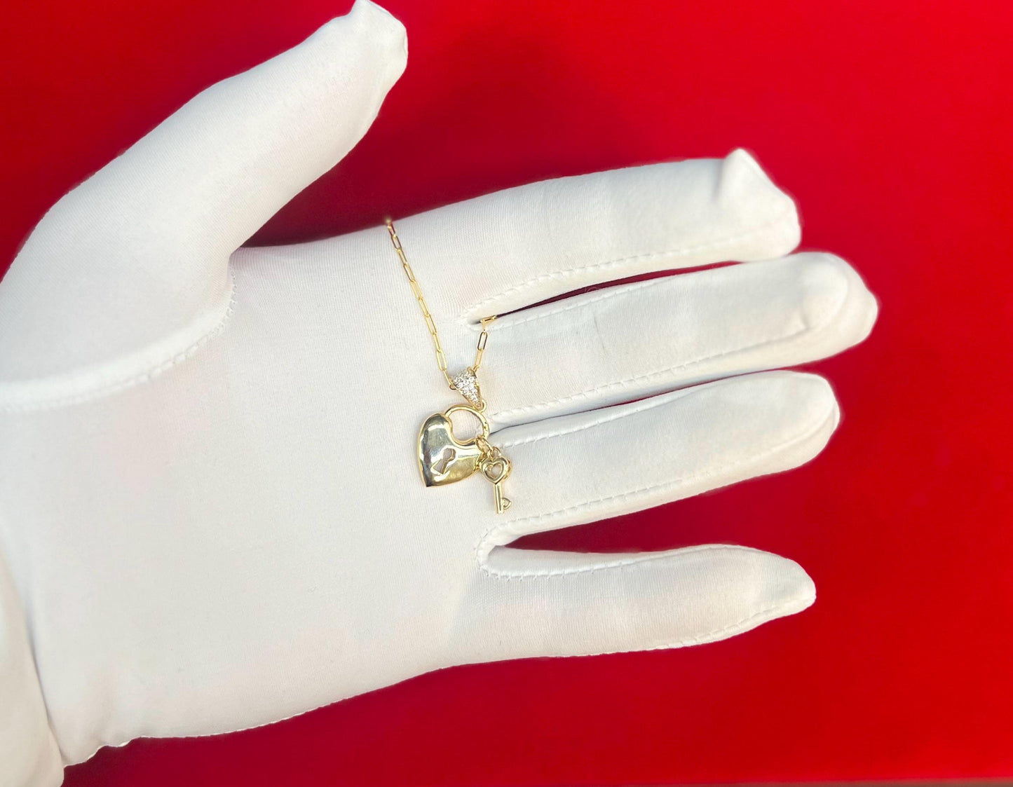 14k Real Gold Heart Pendant Necklace, with 1.5 mm Solid Paperclips Chain Necklace ,Gift,14k Gold Charm,Heart Locker charm,Real 14k gold