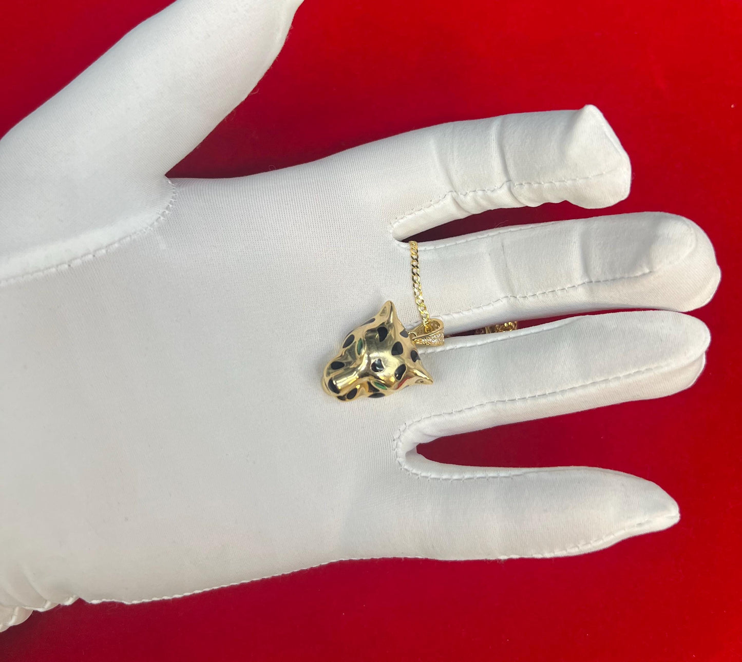 14k Real Gold Panther Pendant Necklace, with 14k 2mm Solid cuban curb Chain Necklace , Gift, 14k Gold Charm, Panther charm, Real 14k gold