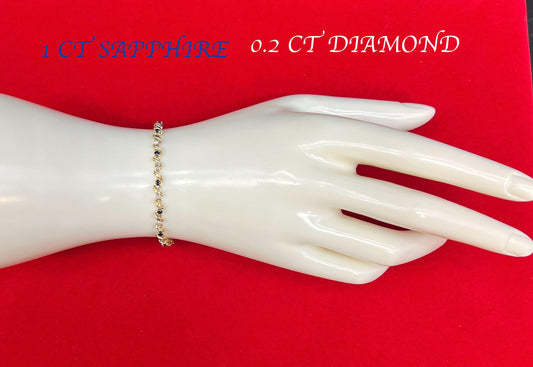 10k Real Solid Gold 1 ct. EMERALD Bracelet, 10k Real Solid Gold 1 ct. SAPPHIRE Bracelet, 10k Real Solid Gold 0.2 Ct Natural Diamond Bracelet