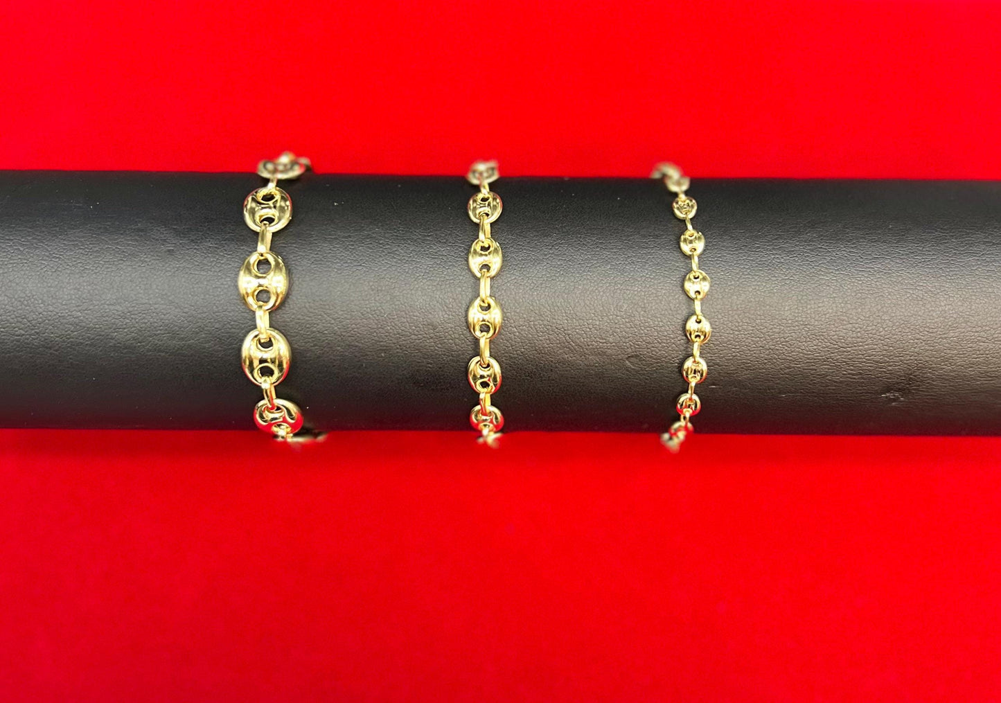 10K Real Gold Puffed Mariner Bracelet, 10K Gold 4.5mm - 9mm Puffed Mariner Bracelet, 10k Women Bracelet, 10K Yellow Gold Puffed Mariner