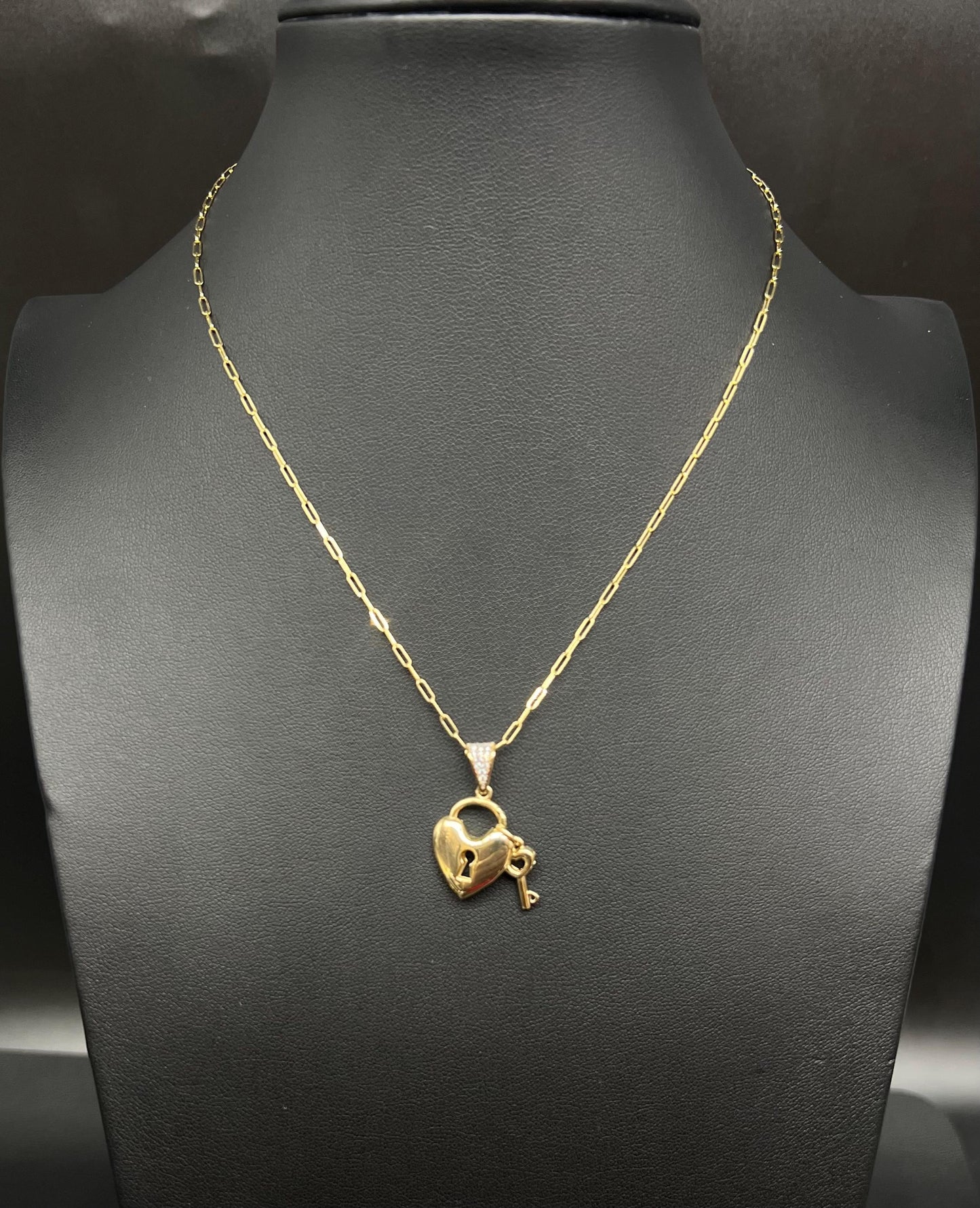 14k Real Gold Heart Pendant Necklace, with 1.5 mm Solid Paperclips Chain Necklace ,Gift,14k Gold Charm,Heart Locker charm,Real 14k gold