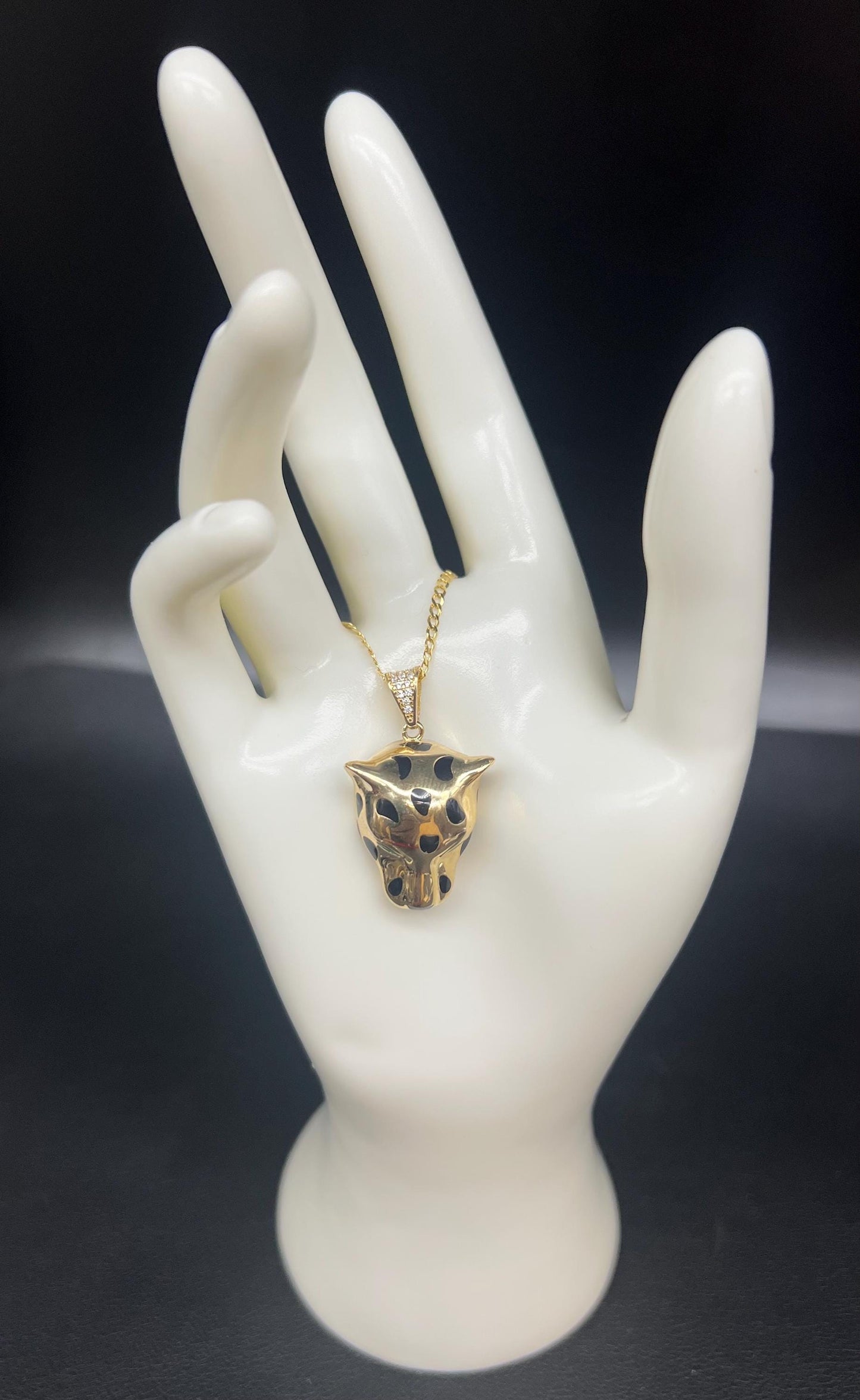 14k Real Gold Panther Pendant Necklace, with 14k 2mm Solid cuban curb Chain Necklace , Gift, 14k Gold Charm, Panther charm, Real 14k gold