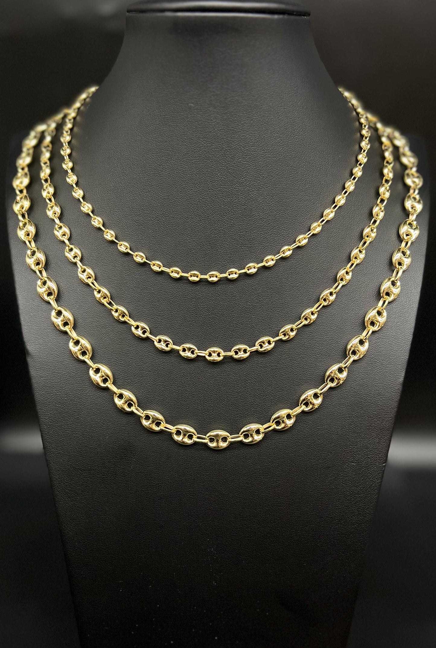 14K Real Gold Puffed Mariner Necklace, 14K Gold 4.5mm - 9mm  Puffed Mariner Necklace, 14k Women Necklace, 14K Yellow Gold Puffed Mariner