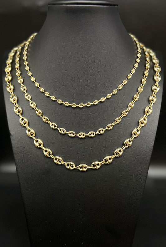 14K Real Gold Puffed Mariner Necklace, 14K Gold 4.5mm - 9mm Puffed Mariner Necklace, 14k Women Necklace, 14K Yellow Gold Puffed Mariner