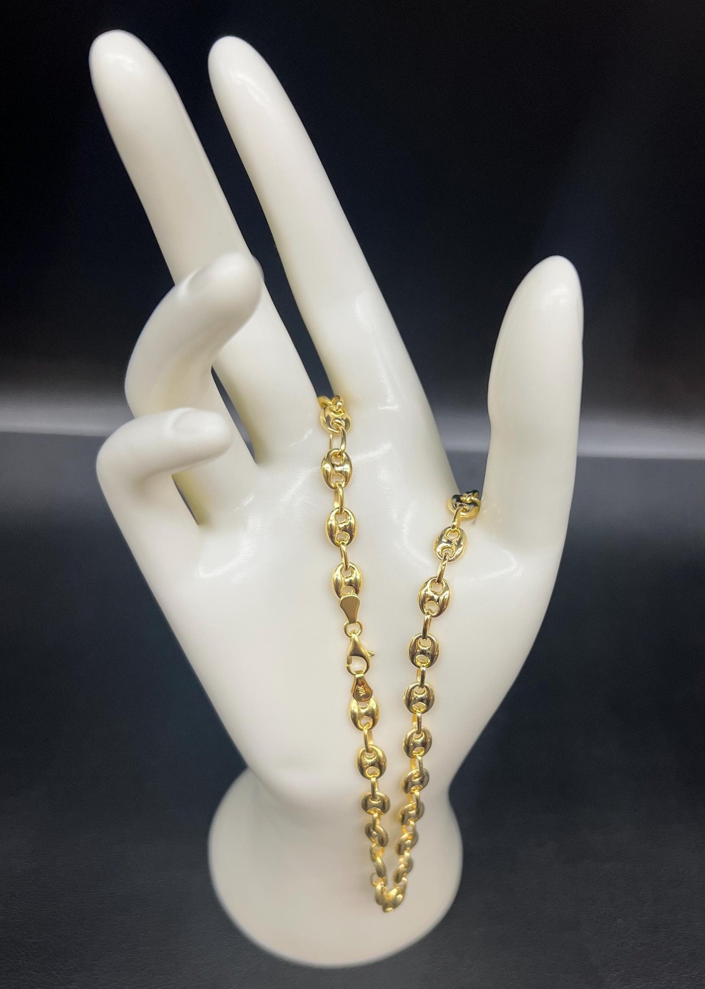 10K Real Gold Puffed Mariner Necklace, 10K Gold 4.5mm - 9mm  Puffed Mariner Necklace, 10k Women Necklace, 10K Yellow Gold Puffed Mariner