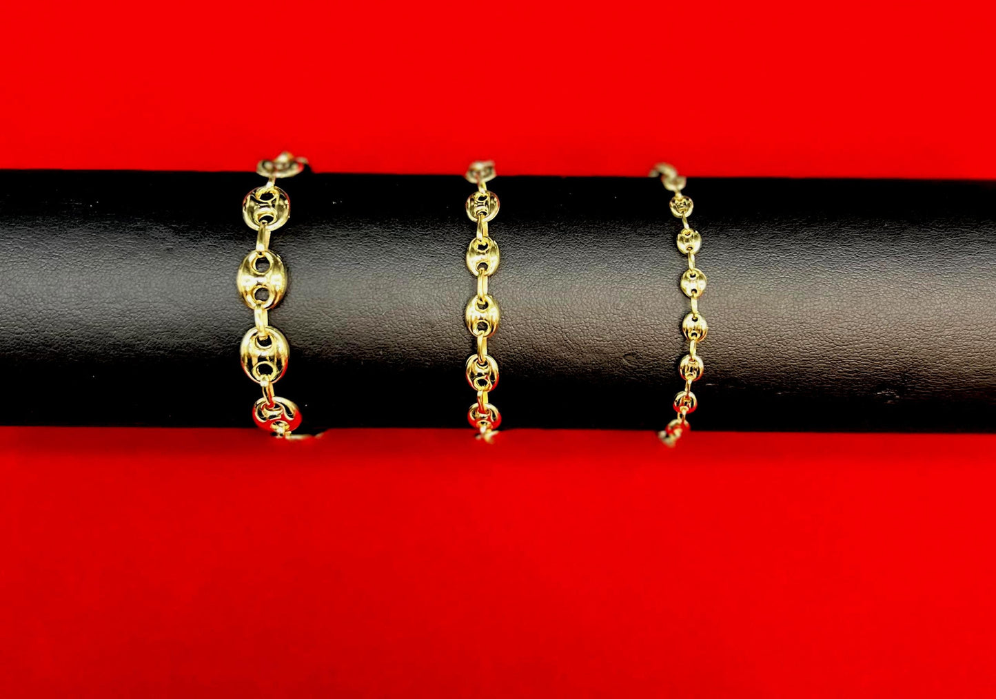 10K Real Gold Puffed Mariner Bracelet, 10K Gold 4.5mm - 9mm Puffed Mariner Bracelet, 10k Women Bracelet, 10K Yellow Gold Puffed Mariner