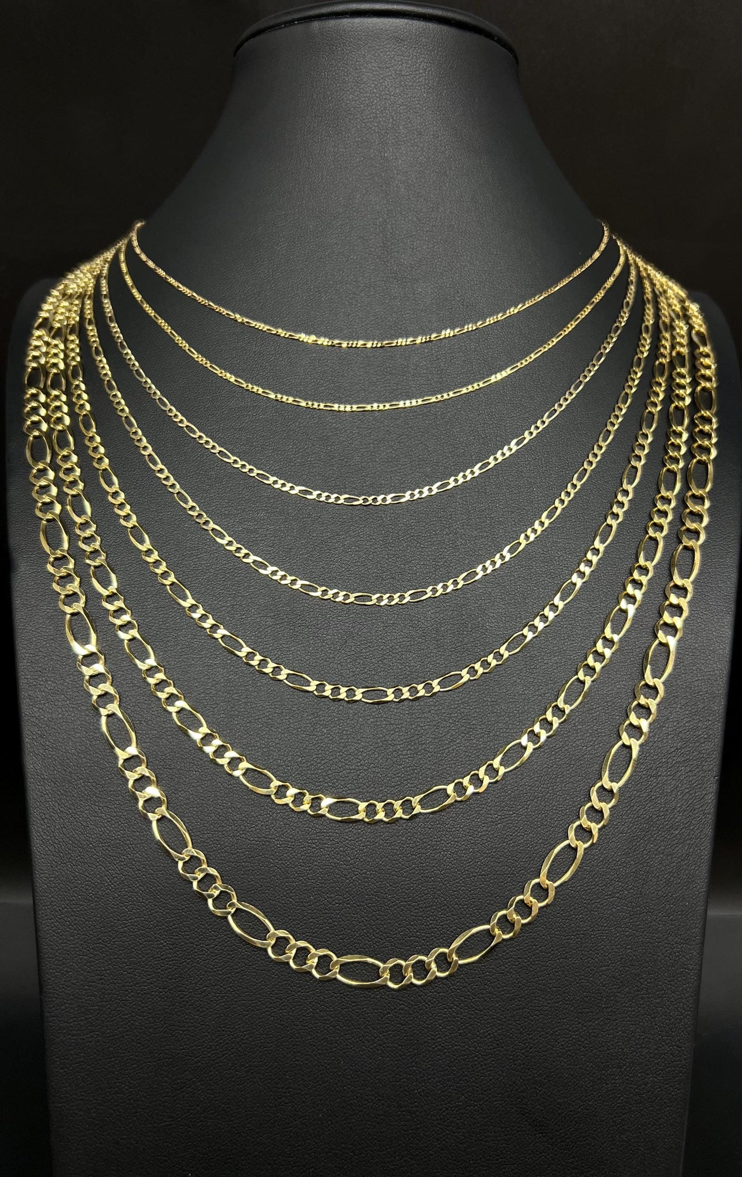 10K Real SOLID Gold Figaro Chain Necklace, 1 mm - 6 mm Figaro chain, 10k Link Chain, SOLID 10k Gold Chain, Gold Figaro Chain, Men Women