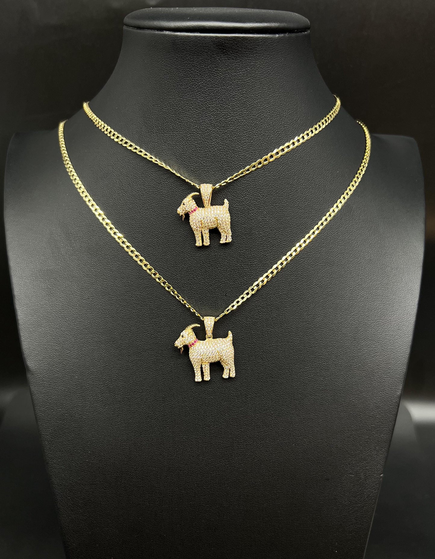 14k Real Gold GOAT Necklace,14K Real SOLID Gold G.O.A.T Charm, 14k Gold 3mm Solid Cuban Curb Chain Necklace,14k Solid Gold Goat Pendant
