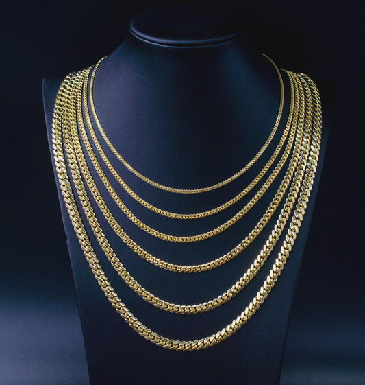 14k SOLID Gold Miami Cuban Link Chain Necklace 1.1mm - 7mm, Real 14K Yellow Gold,Man Gold Chain,Ladies Gold Chain, Heavy 14k Gold Chain