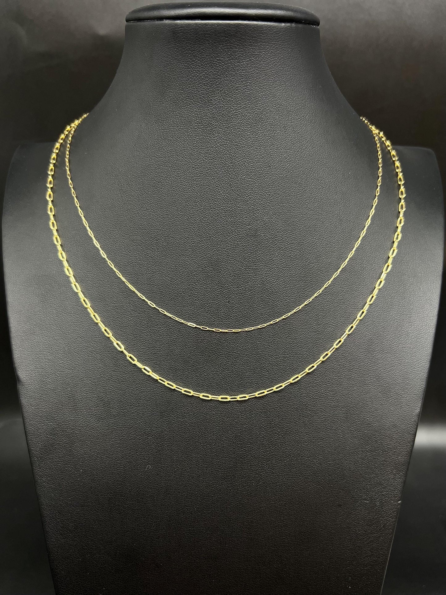 10k Real Gold Italian Paperclip Chain Necklace 1.2 mm and 2.3 mm Women, 10k Gold Chain Necklace, 10K Real gold small size paperclips chain