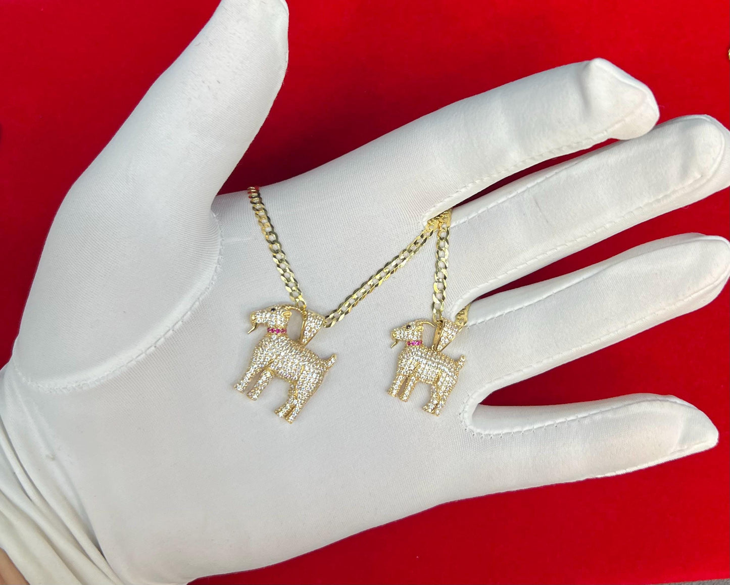 14k Real Gold GOAT Necklace,14K Real SOLID Gold G.O.A.T Charm, 14k Gold 3mm Solid Cuban Curb Chain Necklace,14k Solid Gold Goat Pendant