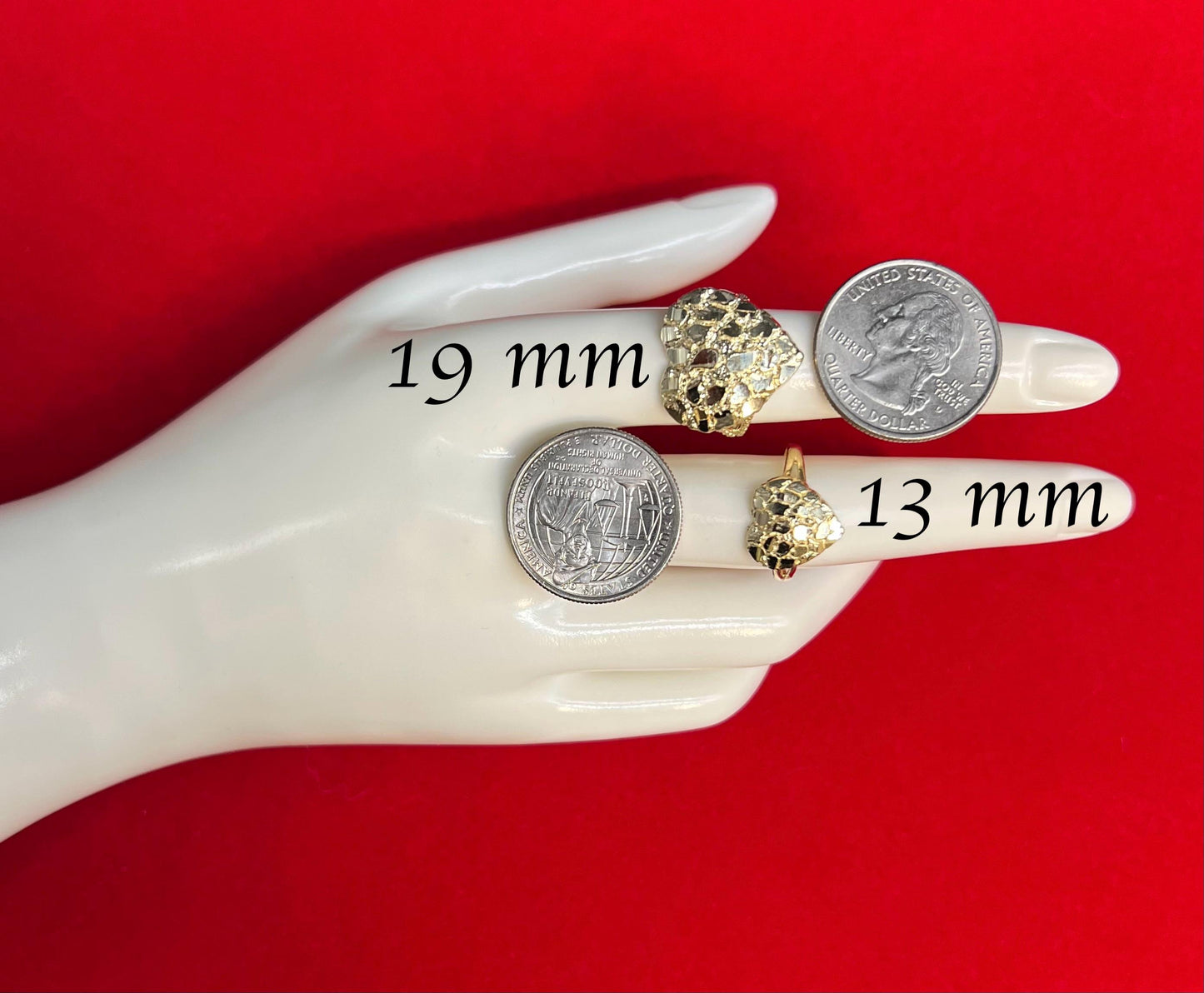 10k Real Solid Gold Square Nugget Ring, 11mm 13mm 16mm 18mm, 10k Gold Ring, 10k Gold Statement Ring, Men and Women Ring, Nugget Ring