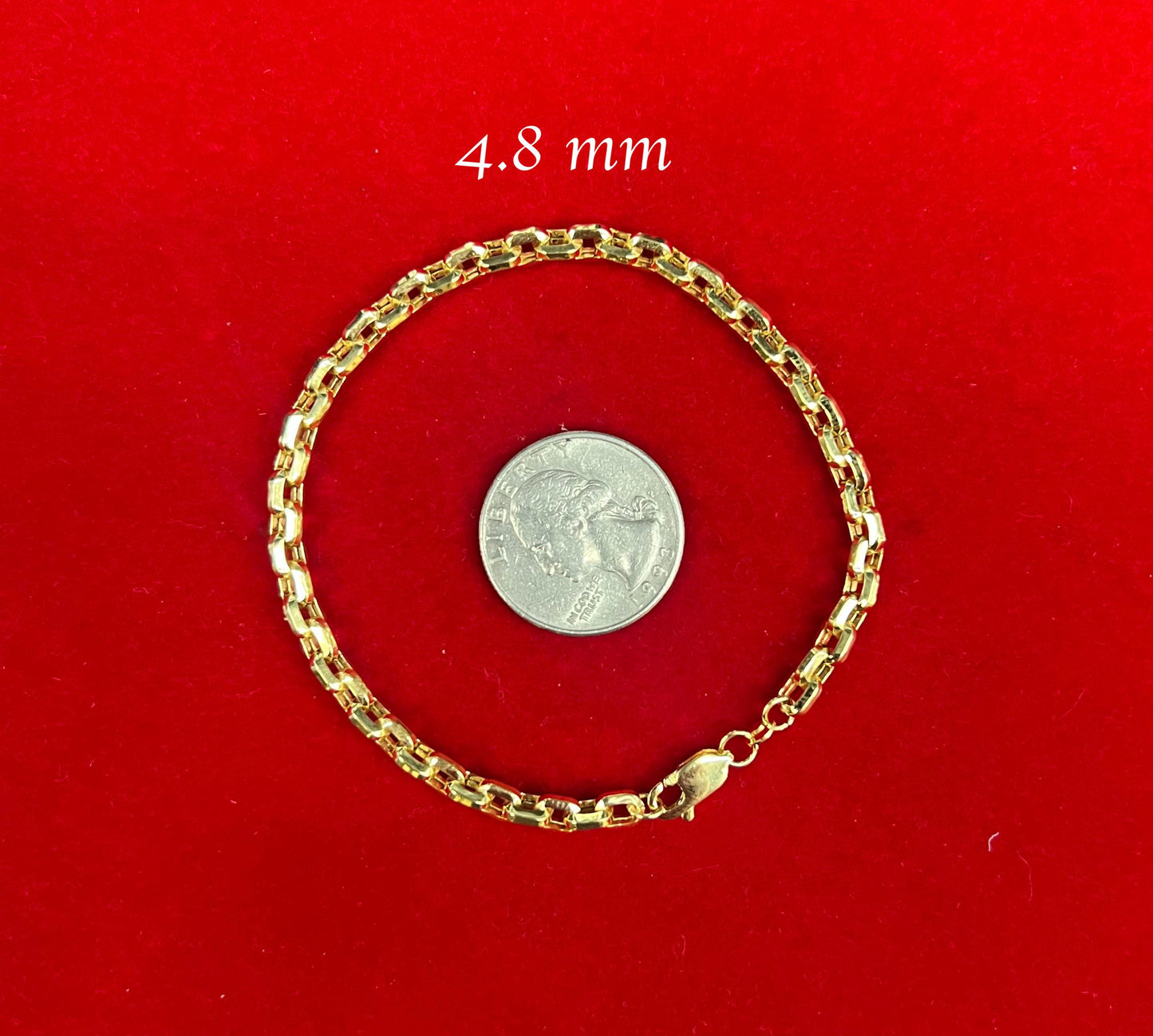 10K Gold Box Chain Bracelet, 10K Gold Bracelet,Women and Men, 10k Gold chain,Real Gold 10k Round Box chain Bracelet, 10k Rolo Chain Bracelet