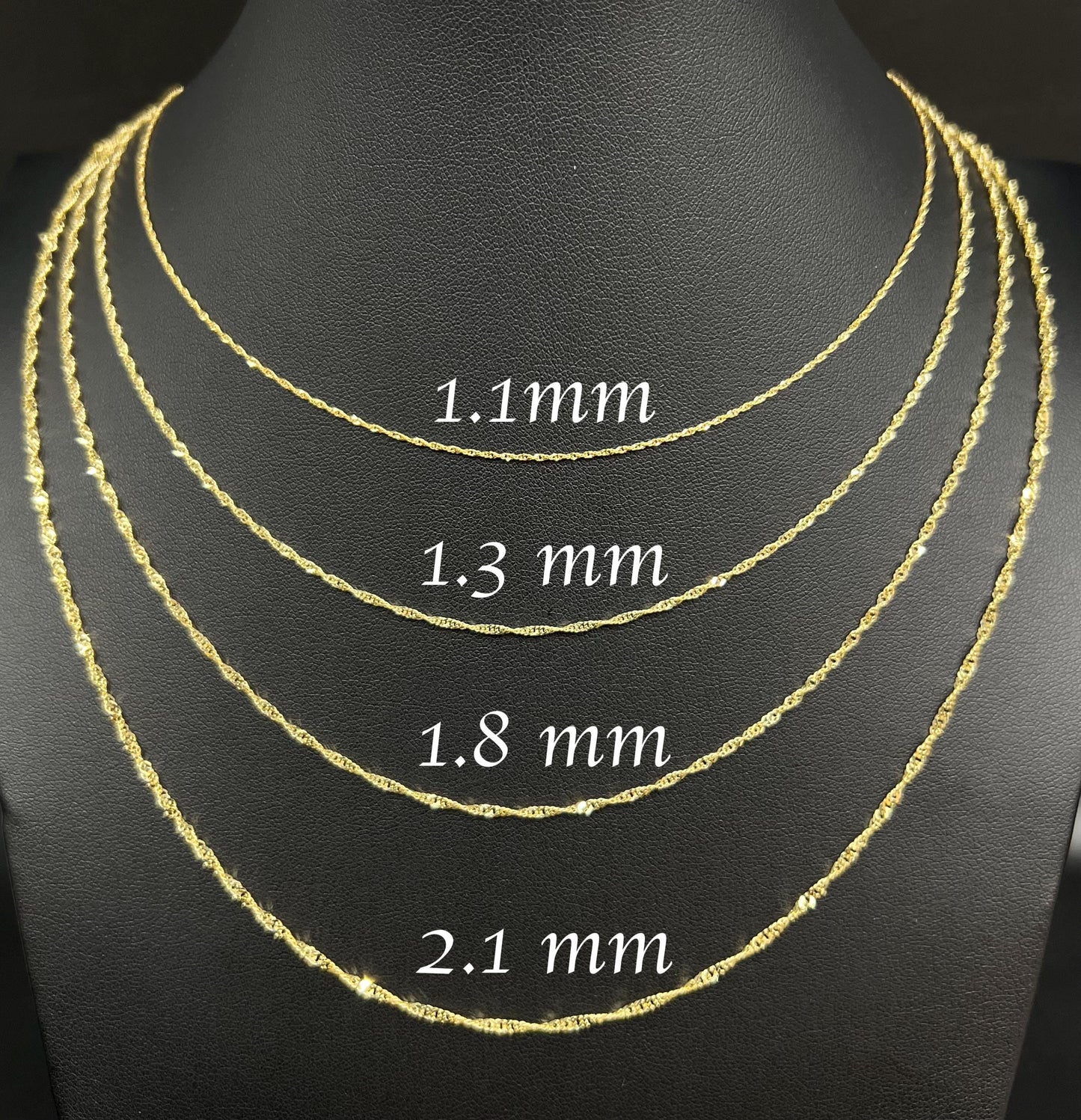 14K Real SOLID Gold Diamond Cut Singapore Chain, 14K Yellow Gold Singapore Necklace, 14K Gold Singapore Chain ,Real Gold Women Necklace