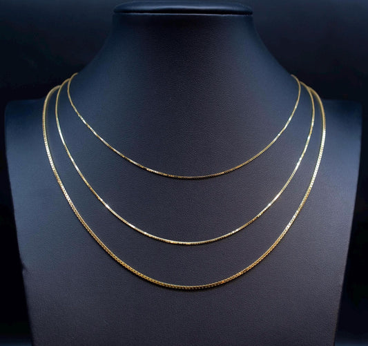 10K SOLID Gold BOX Chain, 10k Real Gold 0.8mm - 1.4mm Heavy Box Chain, 10k Solid Gold Chain, 1OK Solid Gold Square Box Chain