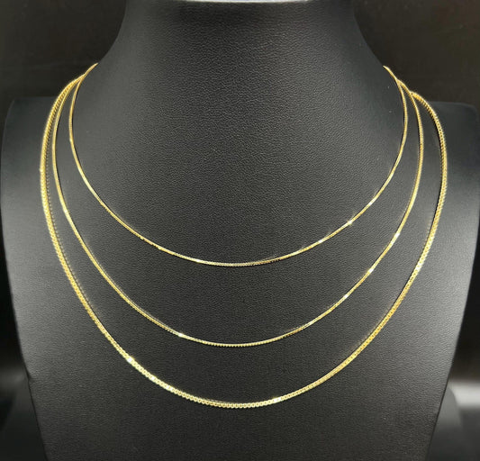 18K SOLID Gold BOX Chain, 18k Real Gold 0.8mm - 1.4mm Heavy Box Chain, 18k Solid Gold Chain, 18K Solid Gold Square Box Chain