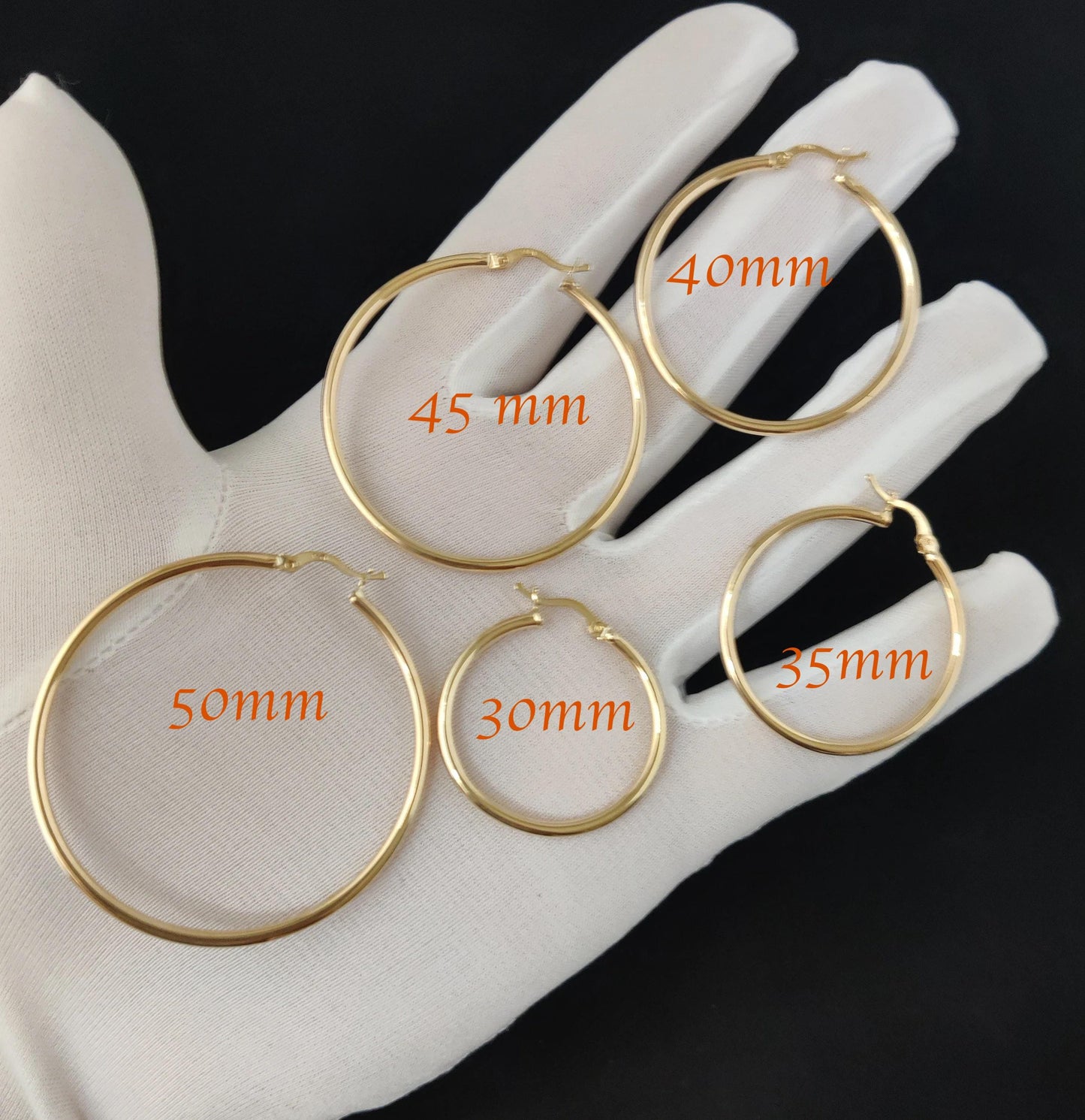 14k Gold Hoop Earrings,Real Gold Hoop Earrings, 2mm, 3mm and 4mm Thickness High Quality, 15mm-70mm Gold Hoop Earrings, Women Hoop Earrings