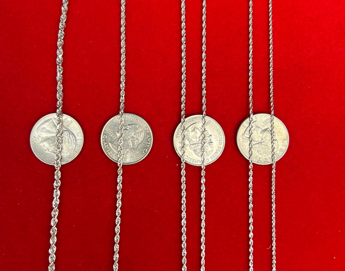 14K SOLID WHITE Gold Rope Chain, Gold Rope Chain Necklace 1.4mm-3mm 16-30 inches, Heavy Fully Solid 14K Solid White Gold Rope Chain