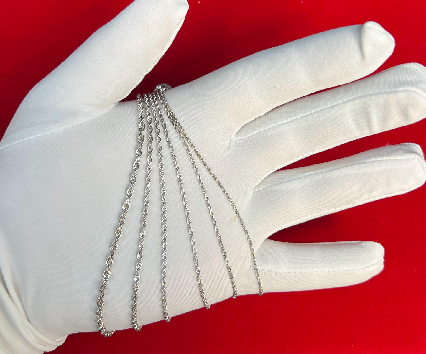 14K SOLID WHITE Gold Rope Chain, Gold Rope Chain Necklace 1.4mm-3mm 16-30 inches, Heavy Fully Solid 14K Solid White Gold Rope Chain