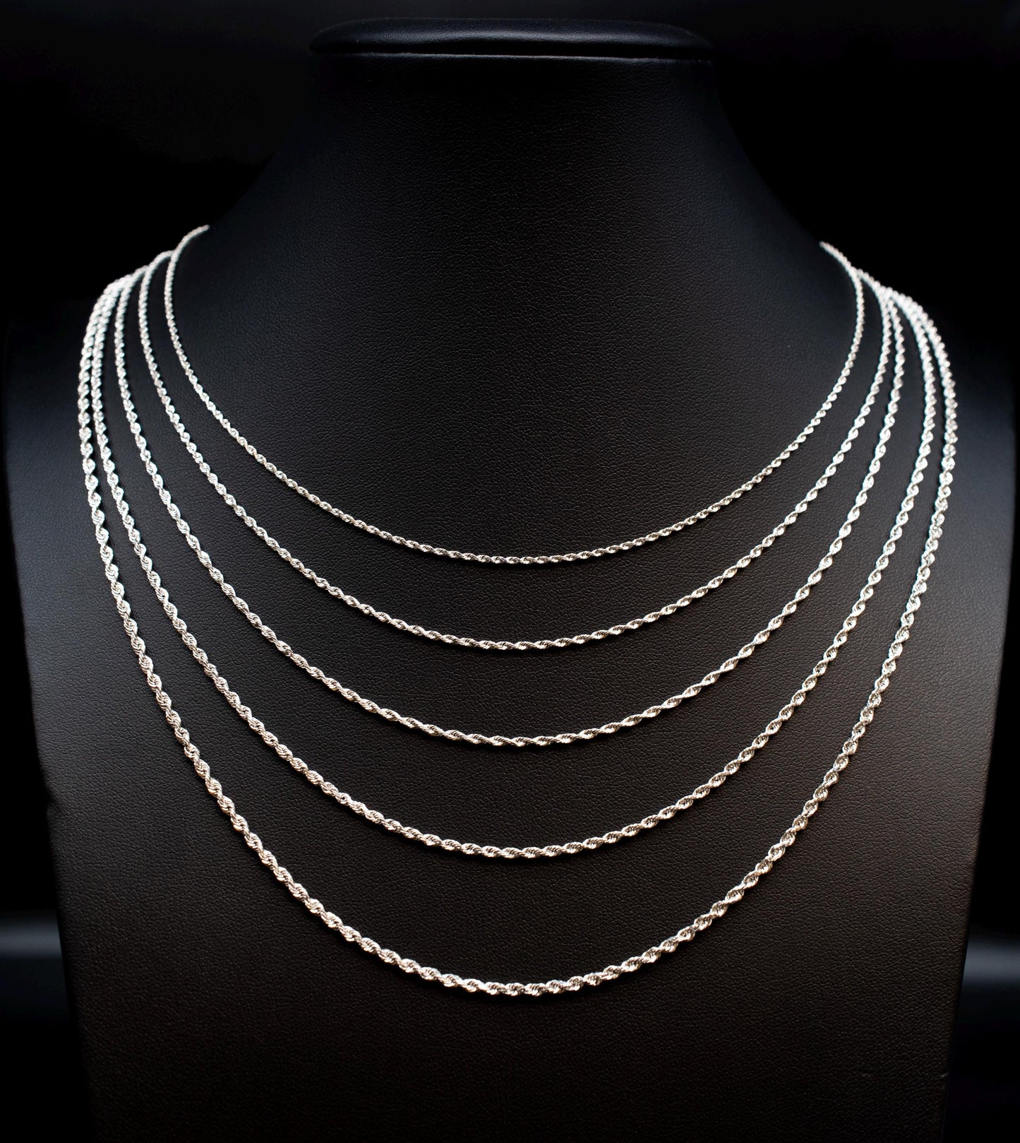 14K SOLID WHITE Gold Rope Chain, Gold Rope Chain Necklace 1.4mm-3mm 16-30 inches, Heavy Fully Solid 14K Solid White Gold Rope Chain