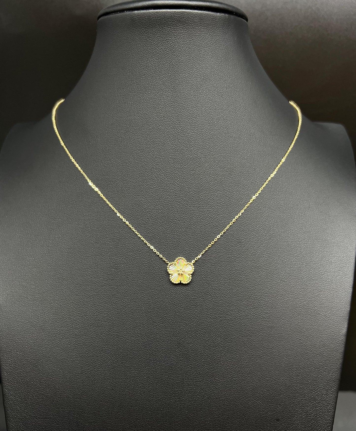 14K Solid Gold Flower Necklace, Real Gold Flower Pendant Necklace, Dainty Gold Necklace for Women, Minimalist Floral Jewelry