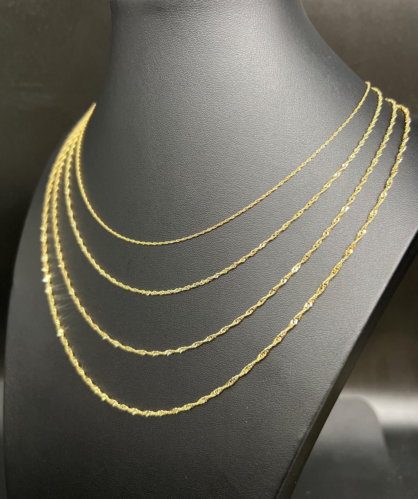 14K Real SOLID Gold Diamond Cut Singapore Chain, 14K Yellow Gold Singapore Necklace, 14K Gold Singapore Chain ,Real Gold Women Necklace