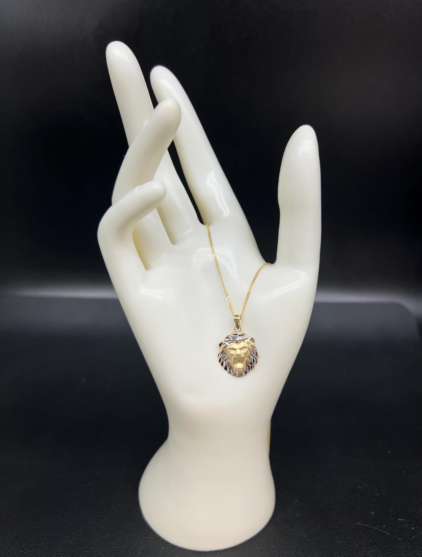 10k Real Solid Gold Lion Head Pendant - Two tone lion head pendant with 1.1mm solid miami cuban chain  , Lion Head Pendant, Gift