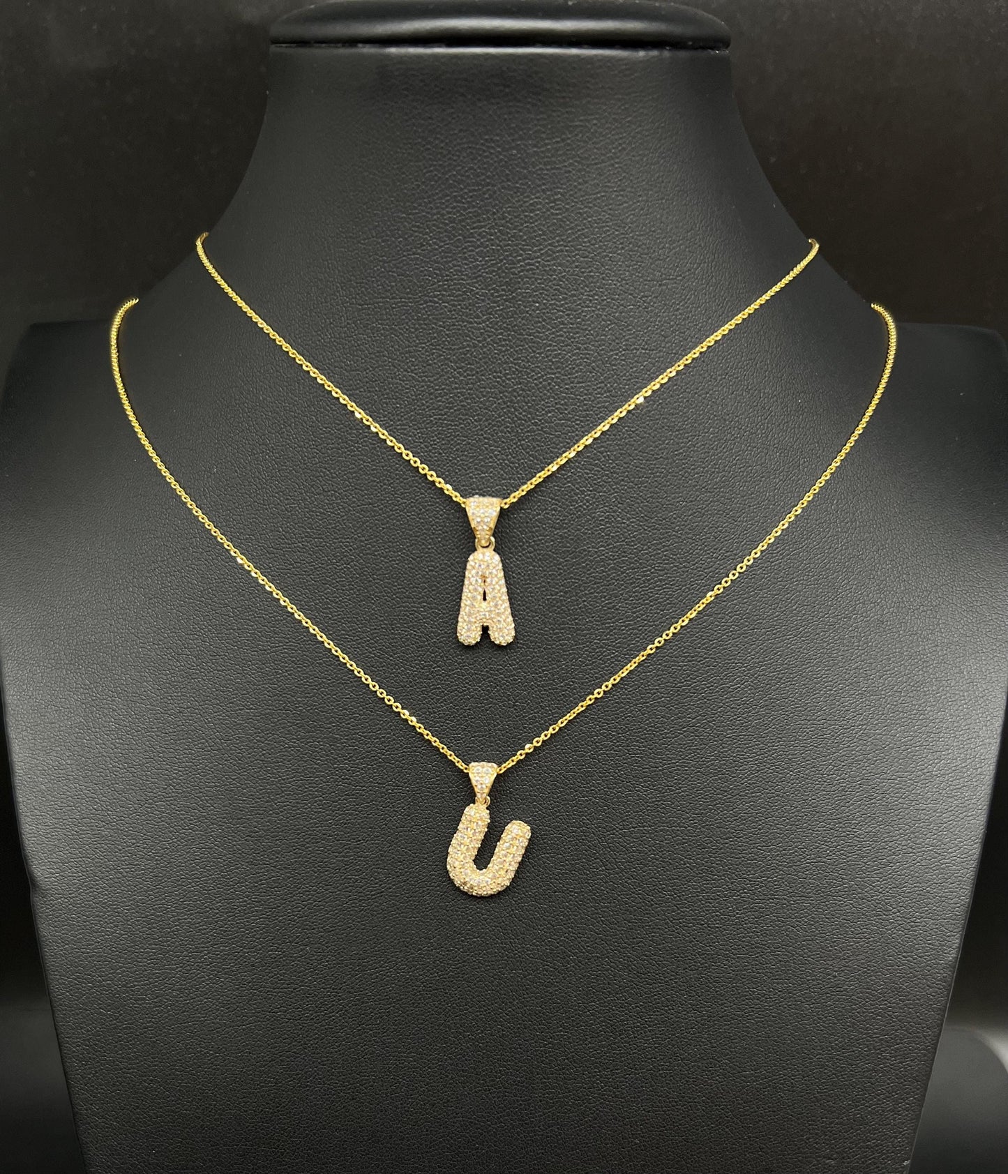 10K Solid Gold Initial Necklace, Real Solid Gold 1.2mm Cable Chain, CZ Letter Pendant, Personalized Jewelry Gift, Zirconia Initial Charm
