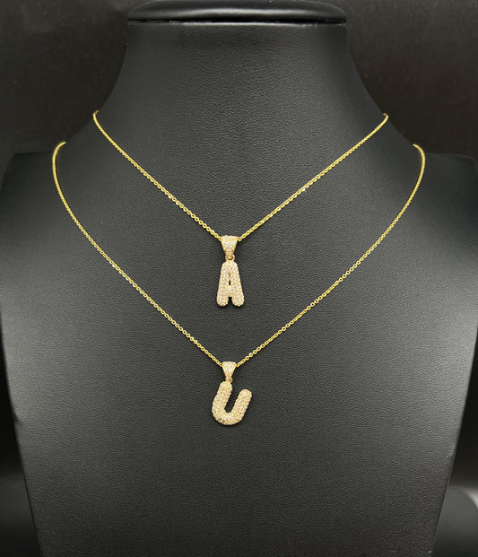 10K Solid Gold Initial Necklace, Real Solid Gold 1.2mm Cable Chain, CZ Letter Pendant, Personalized Jewelry Gift, Zirconia Initial Charm