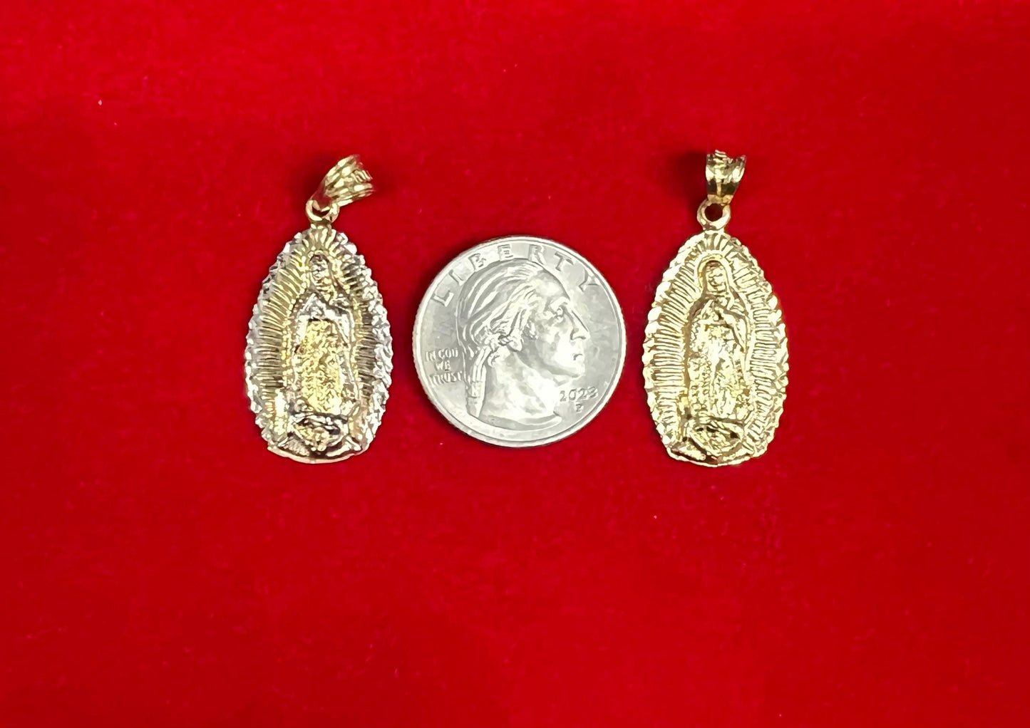 10k Real Solid Gold Guadalupe Pendant Necklace, 1.2mm Cable Chain, Unisex Virgin Mary Charm, Religious Gold Gift Jewelry, Guadalupe Charm