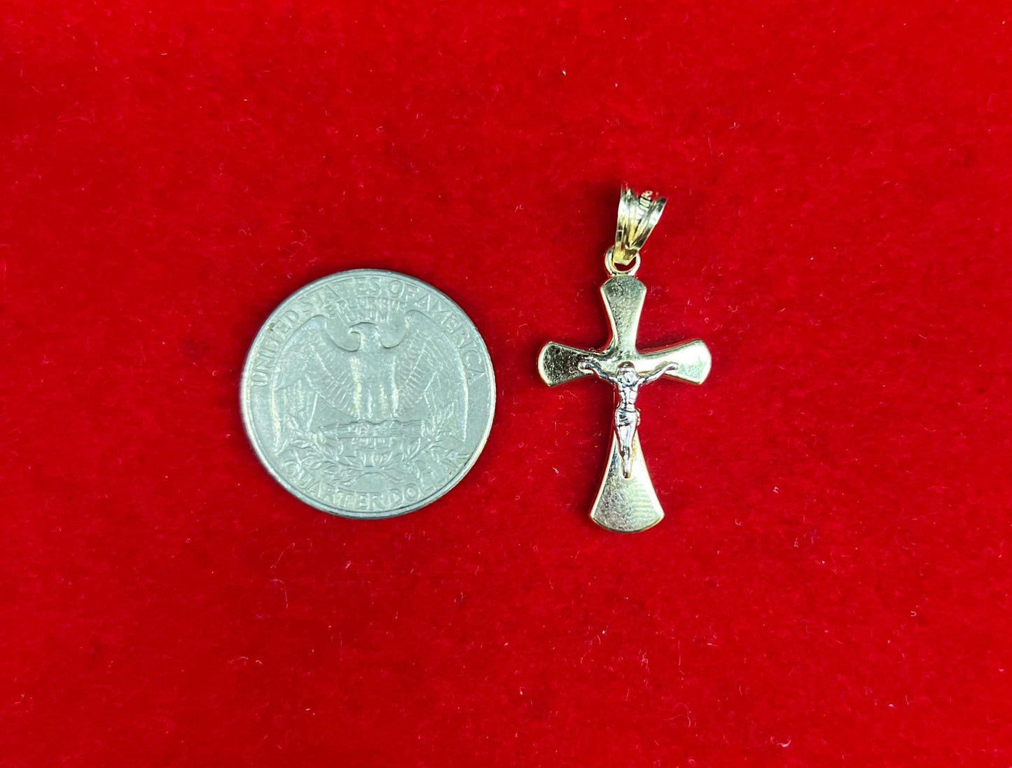 14k Real Solid Gold Jesus Crucifix Pendants Necklace, with 3mm Miami Cuban Chain Necklace , Cross Pendant , Gold  Cross Charm, Gift