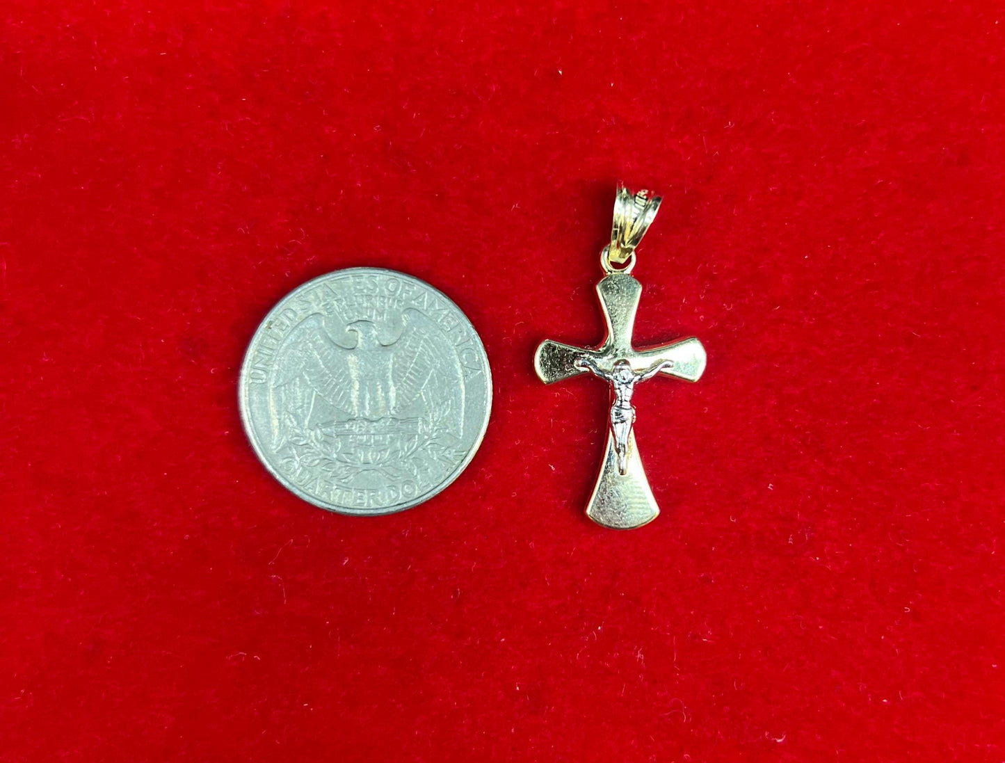 14k Real Solid Gold Jesus Crucifix Pendants Necklace, with 3mm Miami Cuban Chain Necklace , Cross Pendant , Gold  Cross Charm, Gift