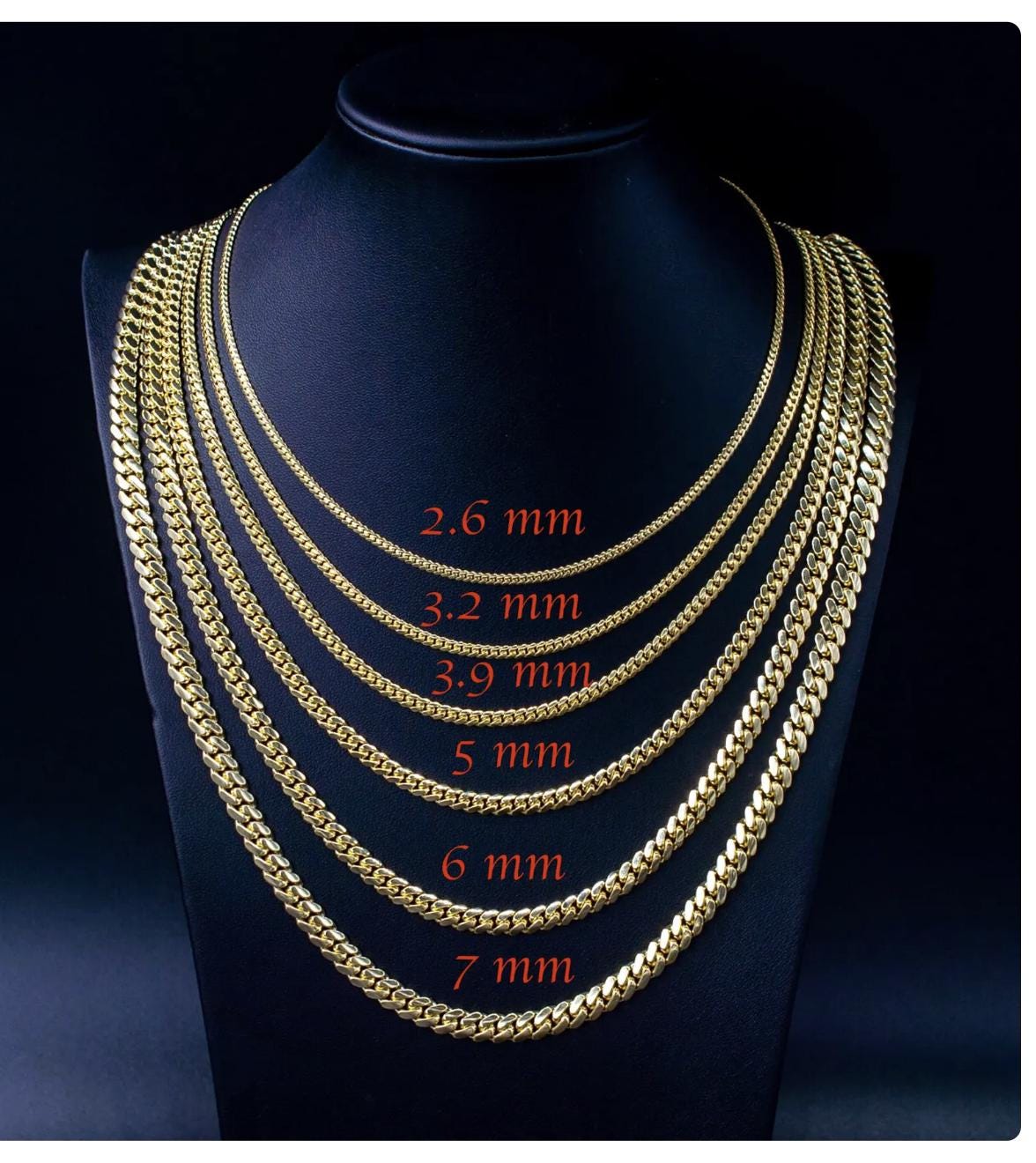 14k Real SOLID Gold Miami Cuban Link Chain Necklace 1.1mm - 7mm, Real 14K Yellow Gold,Man Gold Chain,Ladies Gold Chain, Heavy 14k Gold Chain