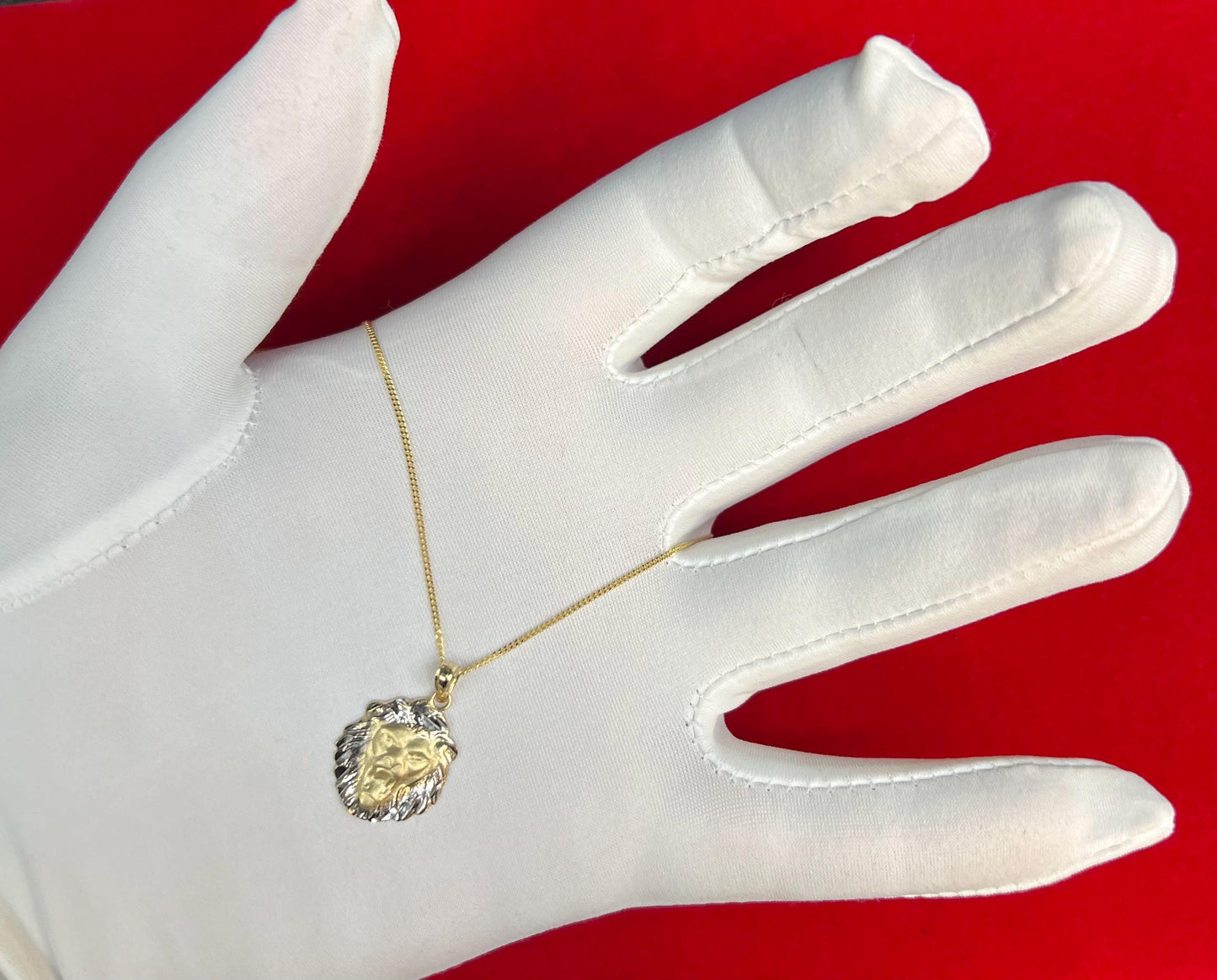 10k Real Solid Gold Lion Head Pendant - Two tone lion head pendant with 1.1mm solid miami cuban chain  , Lion Head Pendant, Gift