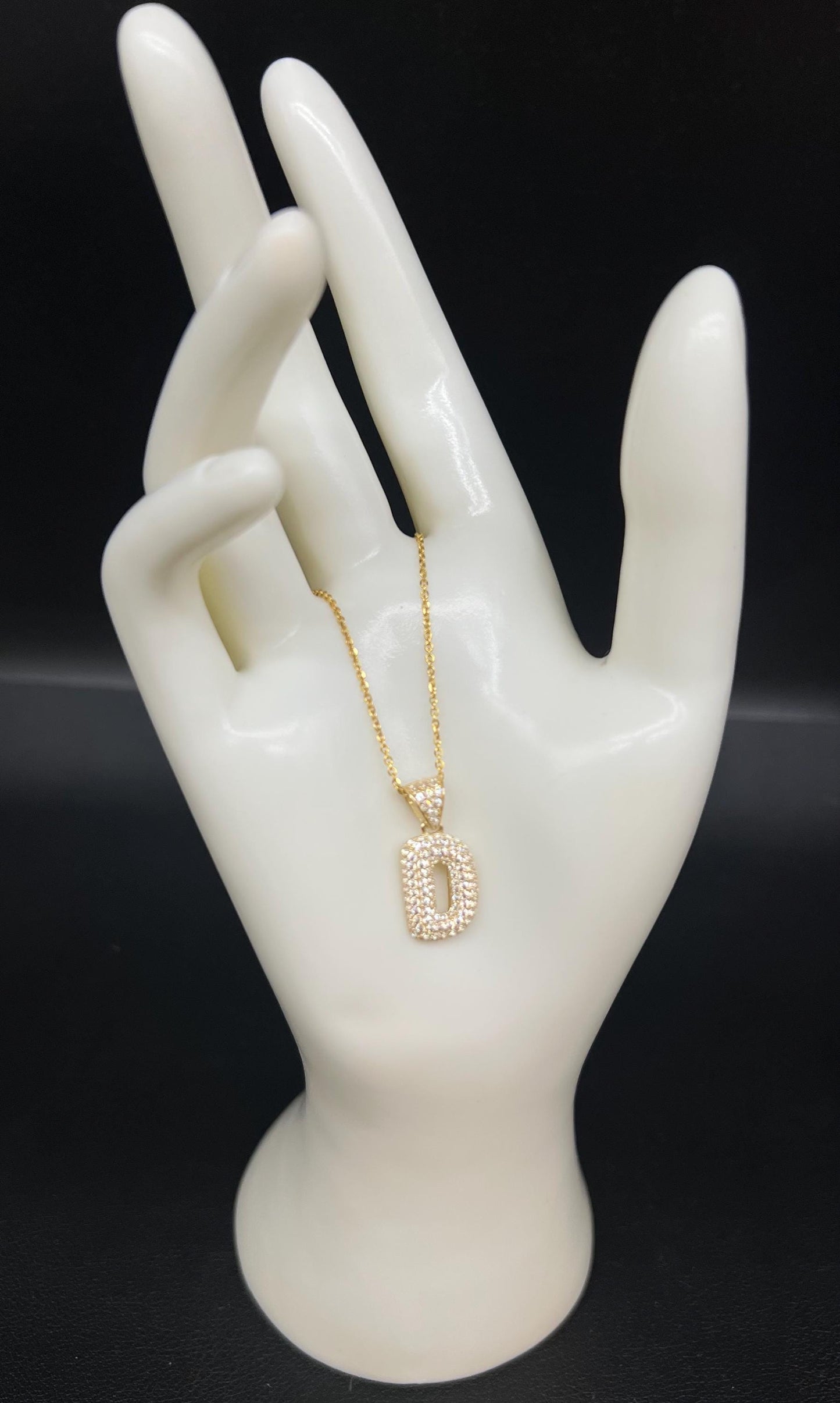 10K Solid Gold Initial Necklace, Real Solid Gold 1.2mm Cable Chain, CZ Letter Pendant, Personalized Jewelry Gift, Zirconia Initial Charm