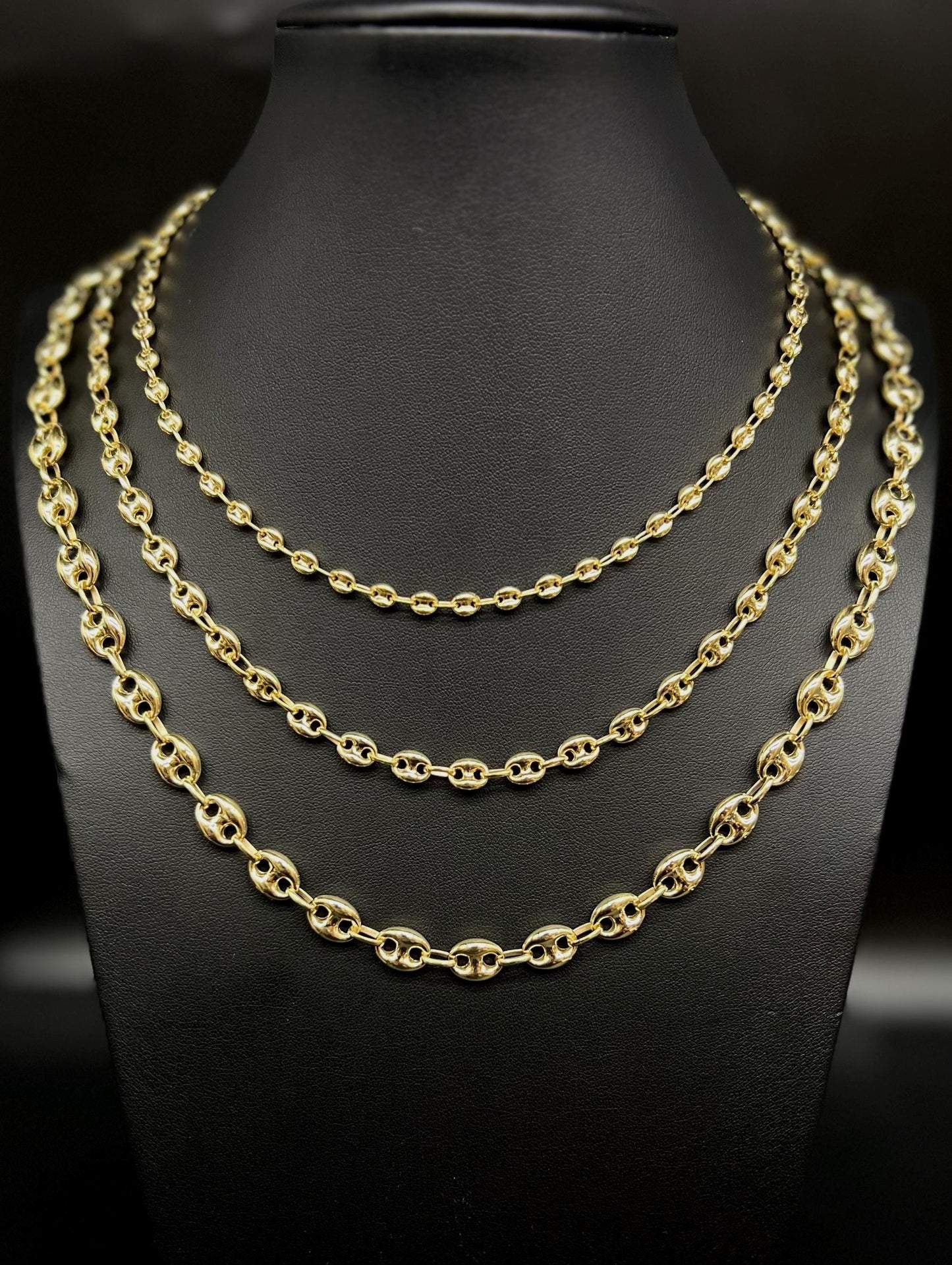 10K Real Gold Puffed Mariner Necklace, 10K Gold 4.5mm - 9mm  Puffed Mariner Necklace, 10k Women Necklace, 10K Yellow Gold Puffed Mariner