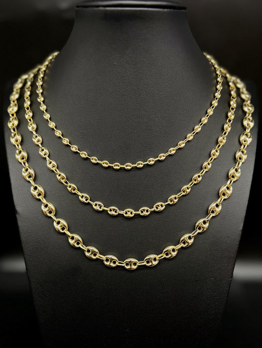 10K Real Gold Puffed Mariner Necklace, 10K Gold 4.5mm - 9mm  Puffed Mariner Necklace, 10k Women Necklace, 10K Yellow Gold Puffed Mariner