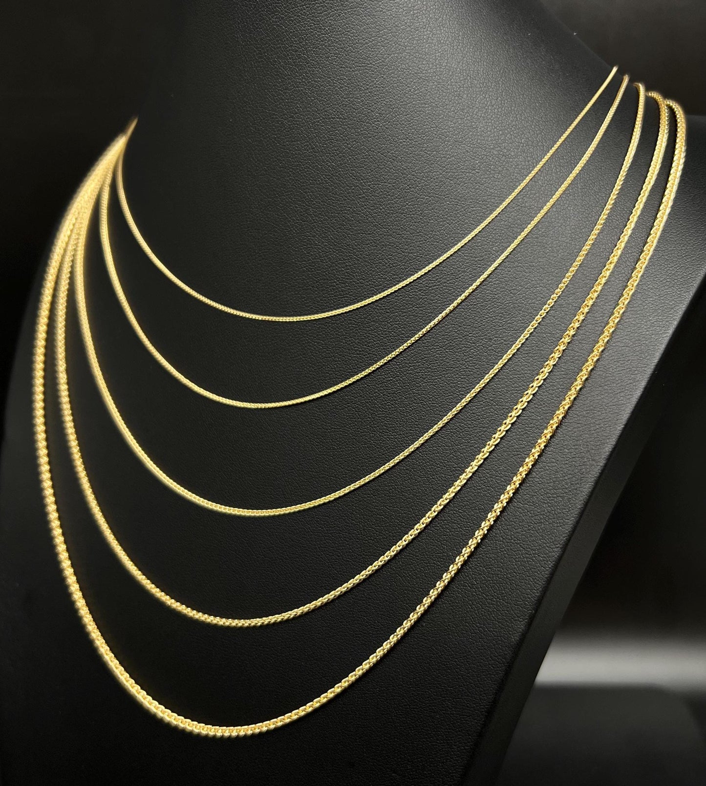 14K SOLID Yellow Gold Wheat Chain Necklace, 14k Solid Gold 0.9mm - 2.1mm Wheat Chain ,14k Men and Women Wheat Chain, 14k Solid Gold Necklace