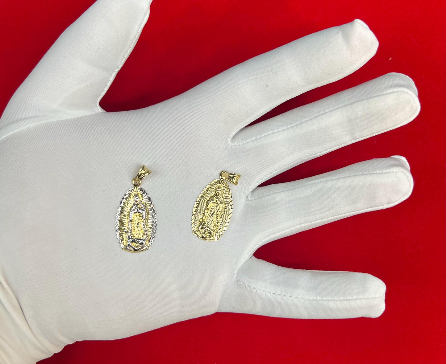 10k Real Solid Gold Guadalupe Pendant Necklace, 1.2mm Cable Chain, Unisex Virgin Mary Charm, Religious Gold Gift Jewelry, Guadalupe Charm