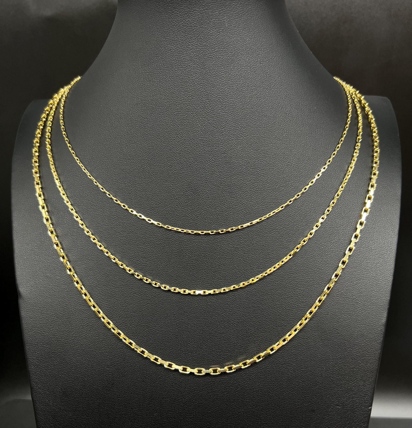 10k SOLID Gold  Cable Chain, 1.3mm-2.6mm Women Necklace, 10k  Cable Chain,  10k Yellow Gold Box Chain, 10k Square Cable Chain