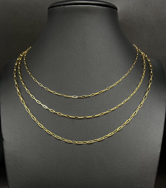 14k Yellow Gold Fancy Paperclip Chain Necklace | 14k Dainty Link Chain | 14k Real Gold Women Necklace | Paperclips Necklace