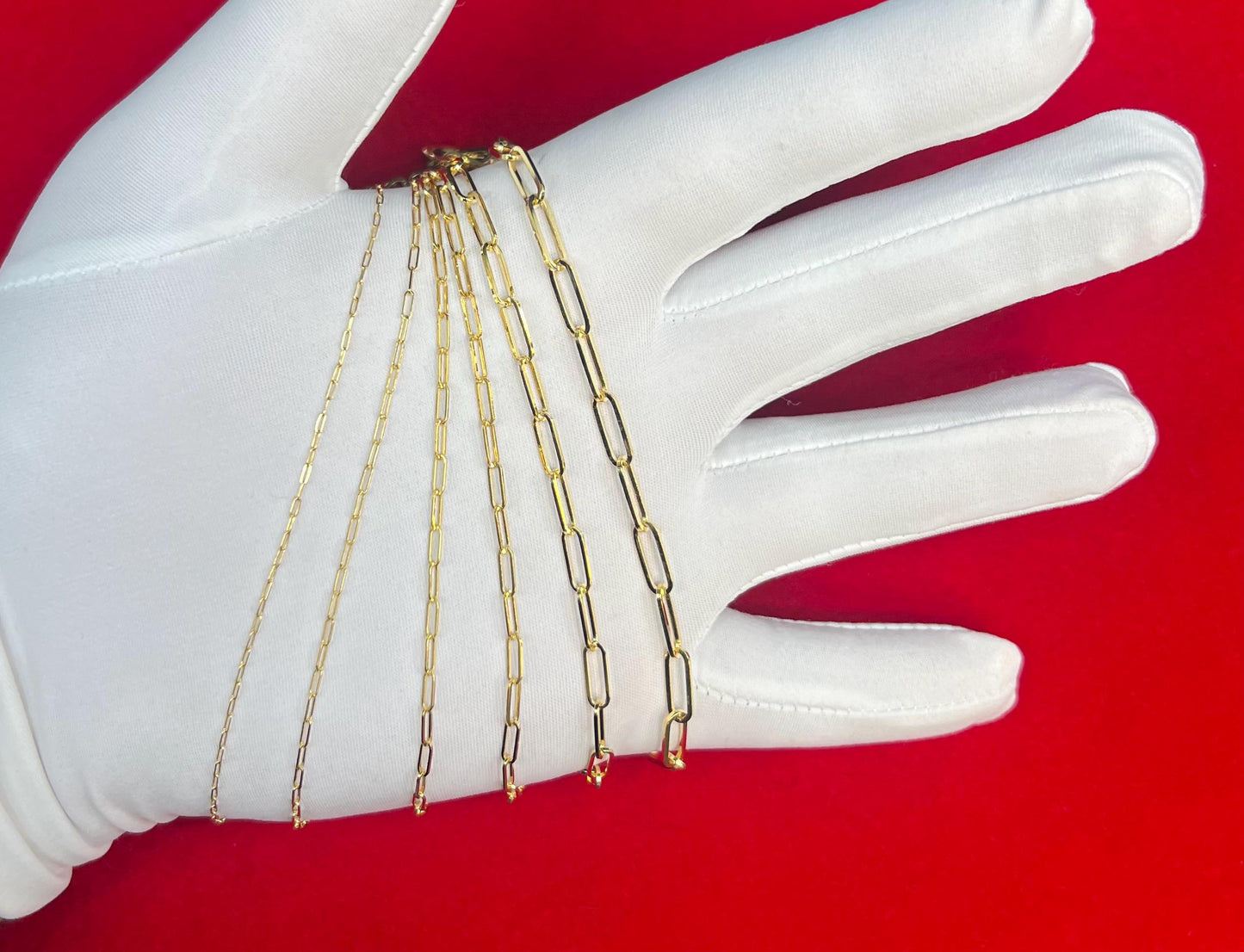 14k SOLID Gold Italian Style Paperclip Chain, 1.2mm - 4.2mm Necklace, Dainty 14k Gold Paperclip Necklace, 14k Solid Gold Paperclips Necklace