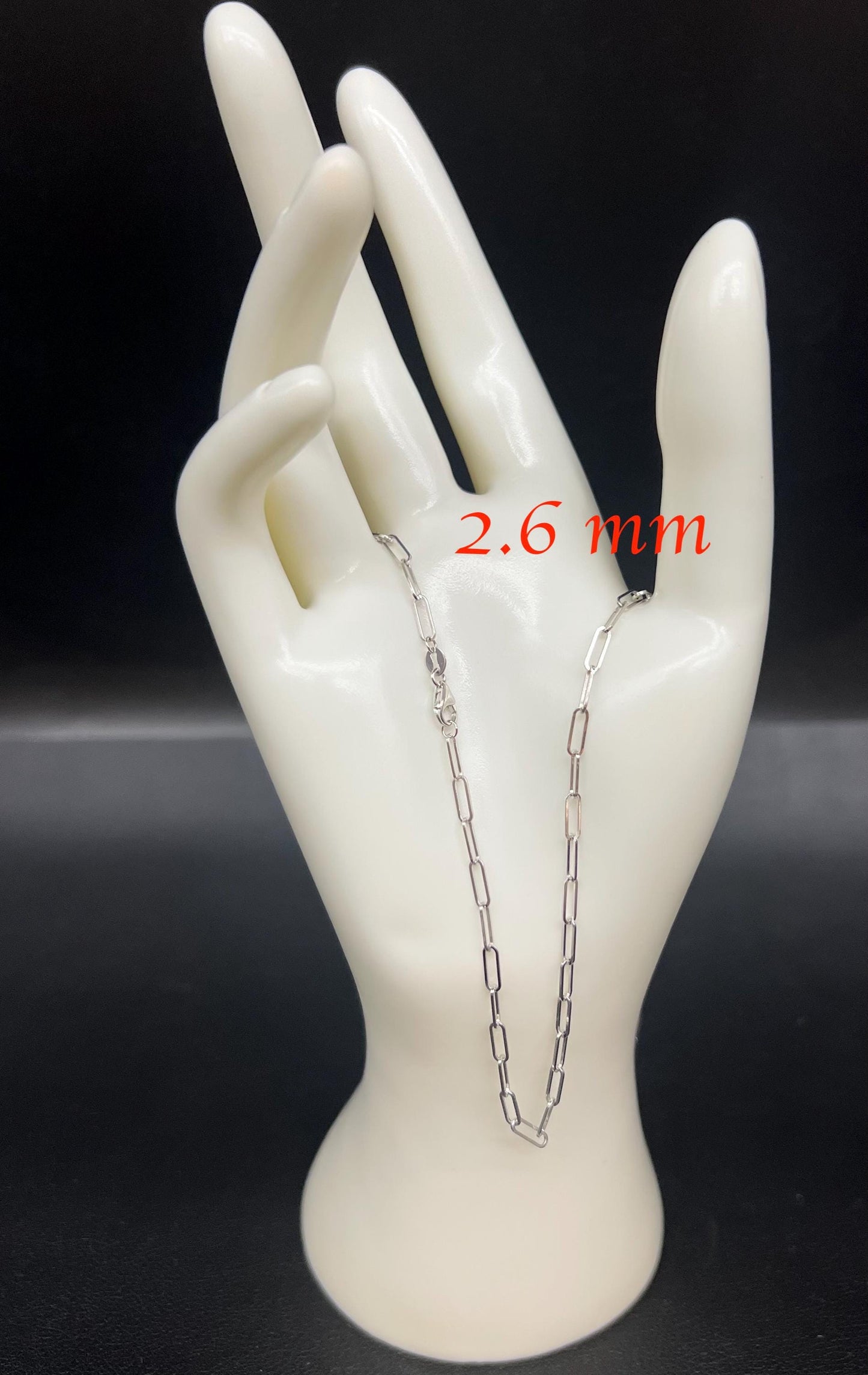 14k SOLID White Gold Italian Style Paperclip Chain, Dainty 14k Gold Paperclip Necklace, 14k White Gold Paperclips Necklace