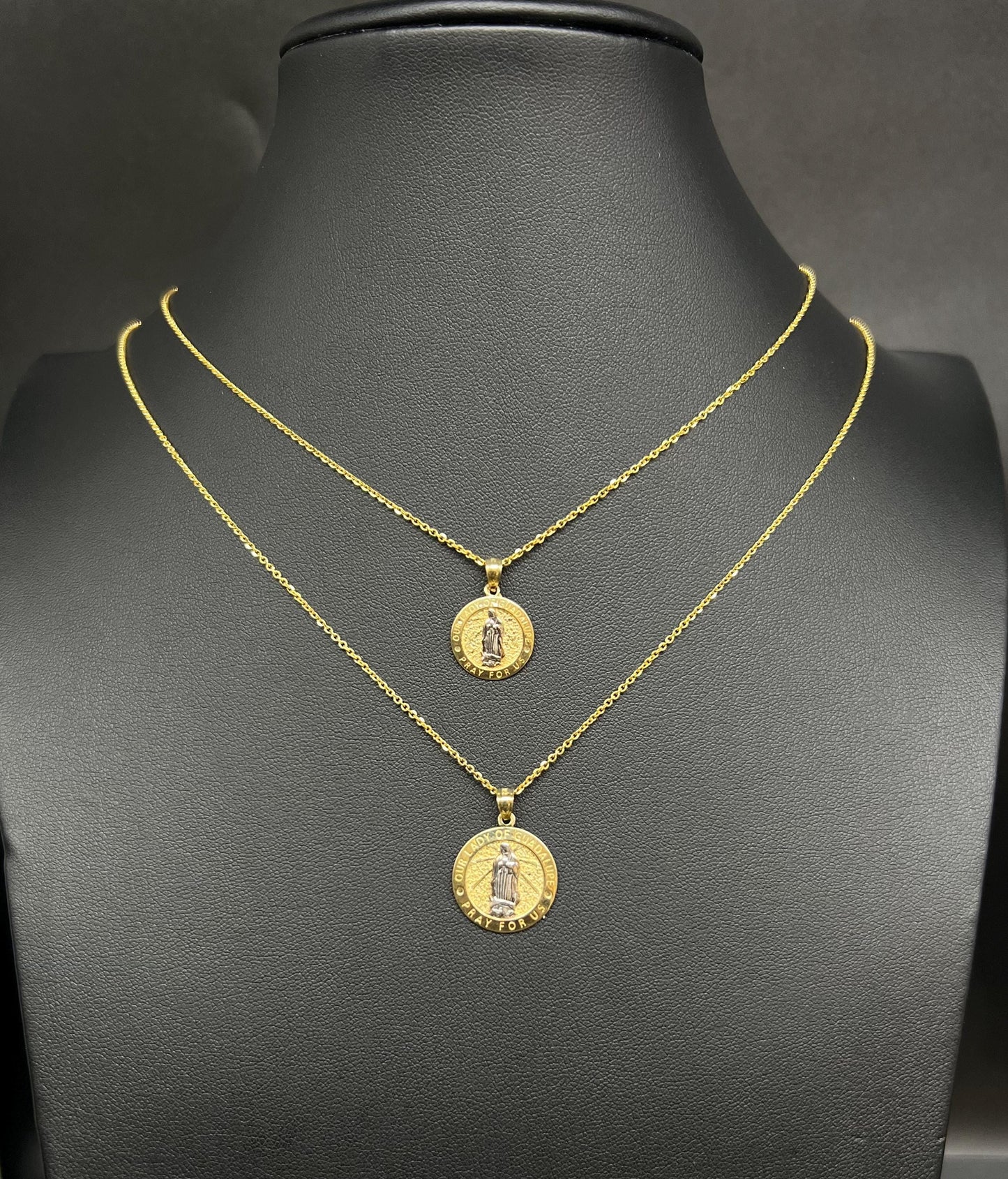 10k Solid Gold Guadalupe Pendant Necklace, 1.2mm Cable Chain, Unisex Virgin Mary Charm, Religious Gold Gift Jewelry, 10k Guadalupe Charm