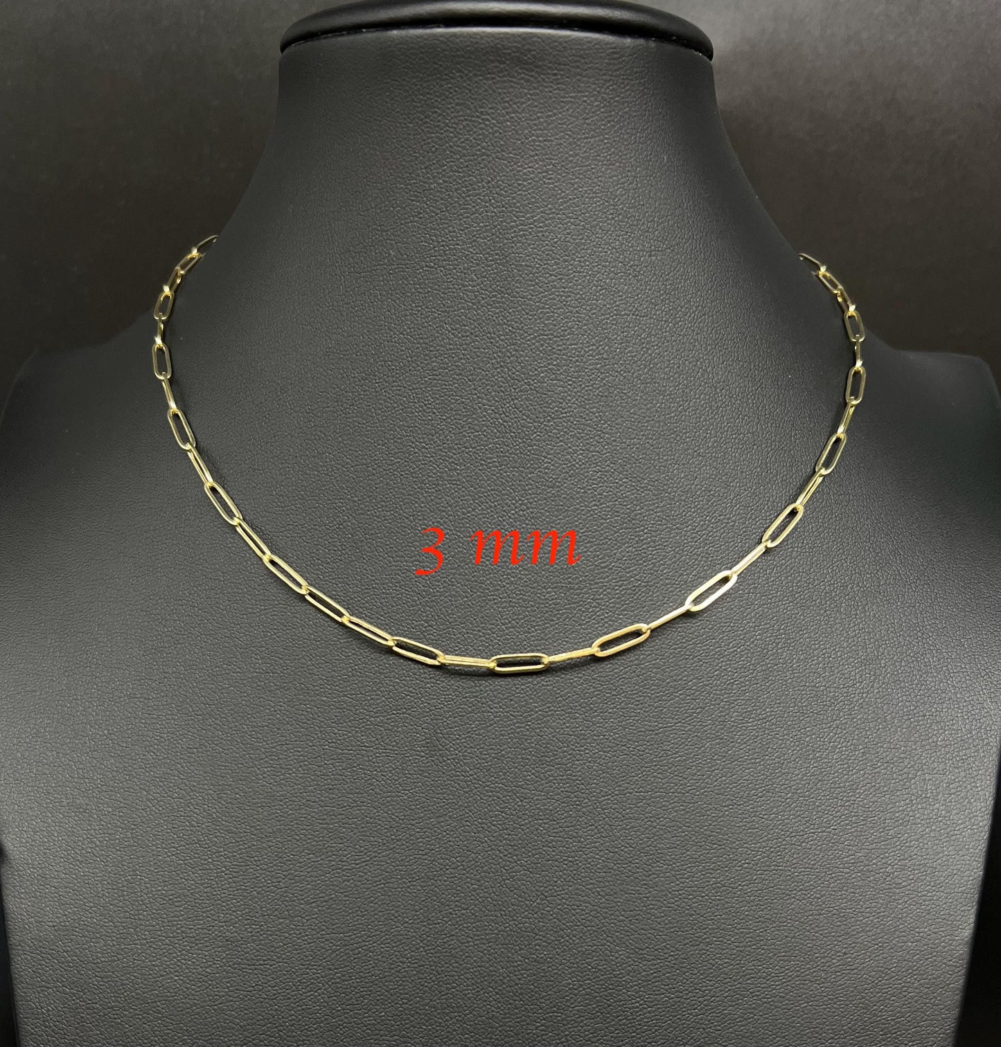14k Yellow Gold Fancy Paperclip Chain, 14k Gold Paperclip Bracelet, 14k Real Gold Paperclips Necklace, 14k Gold 1.8mm-5.8mm Women Chain